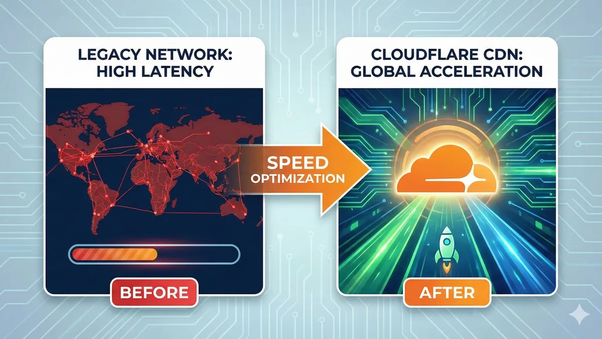 CloudflareスピードテストとIP最適化のイメージ