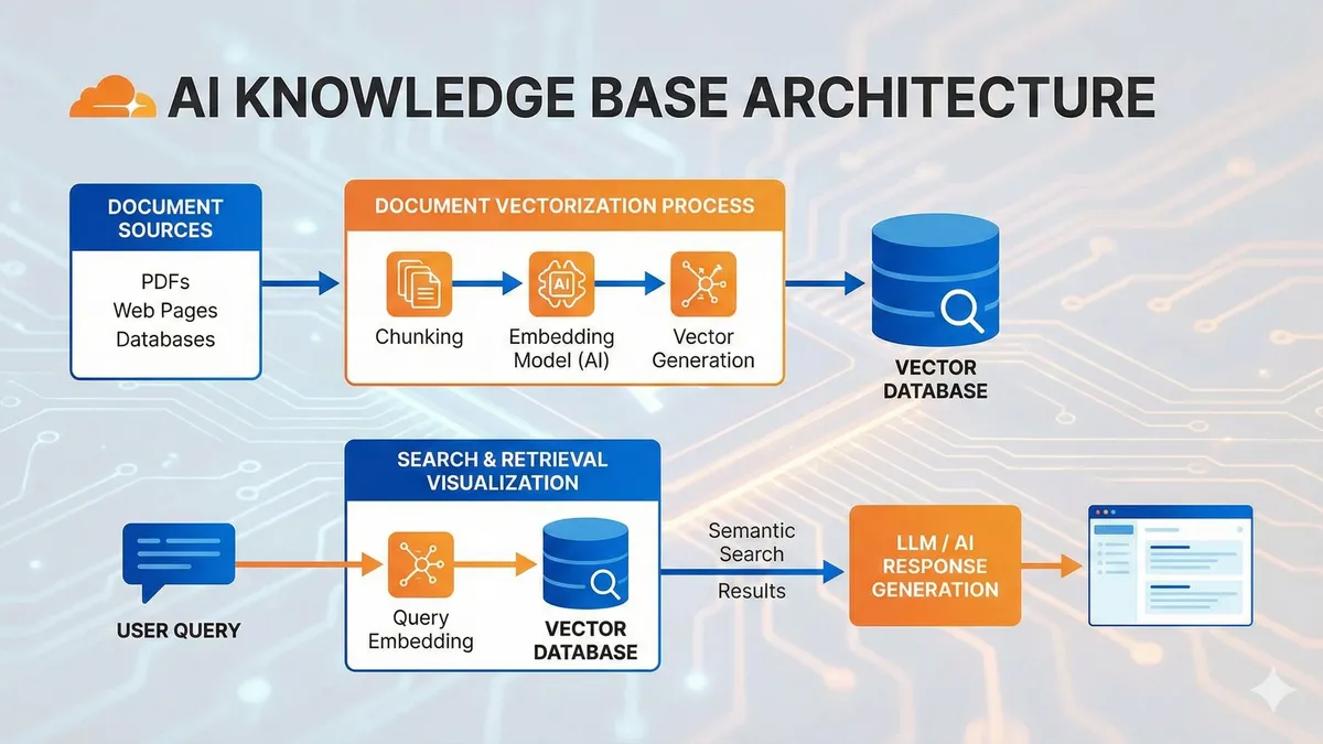 Architekturdiagramm: RAG-Anwendung mit Workers AI und Vectorize