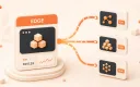 Easton editorial illustration: one compact edge-worker hub with three nearby inference nodes