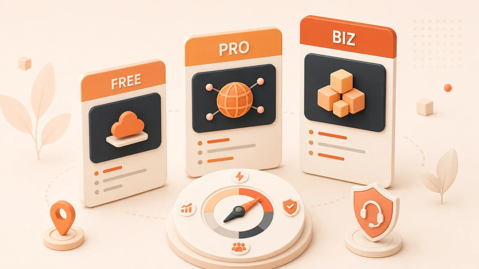 Easton editorial illustration: three large ascending plan cards around a value compass