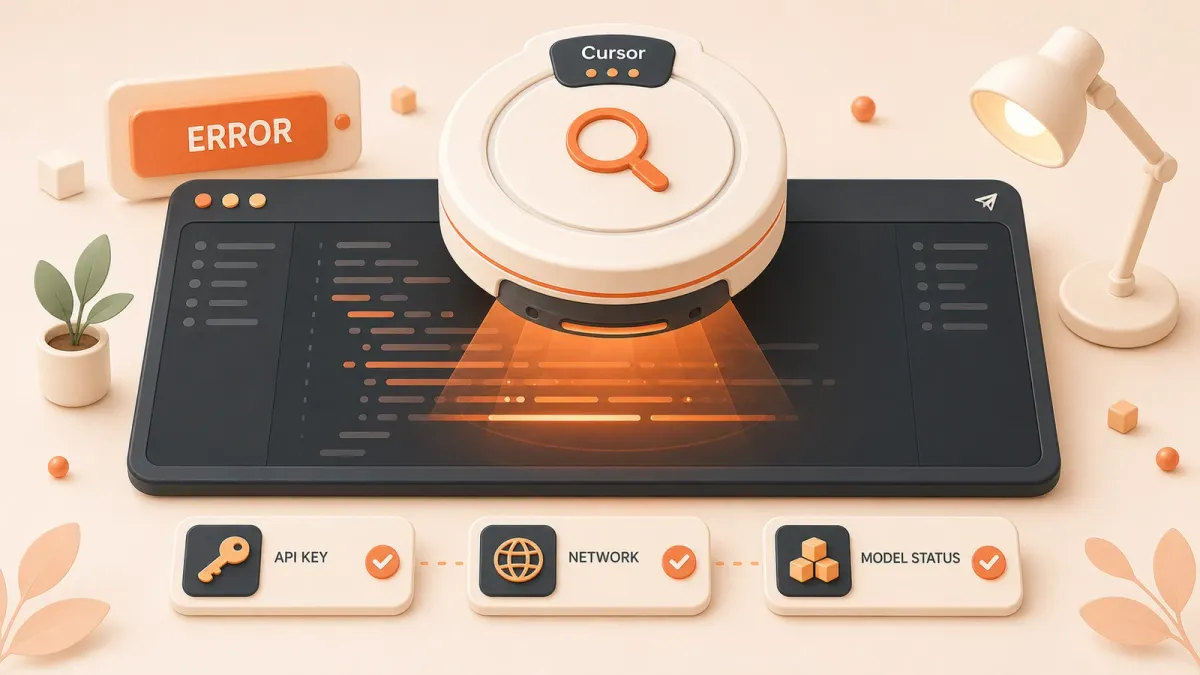Easton editorial illustration: one large diagnostic scanner over an editor console