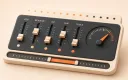 Easton editorial illustration: dark game-economy mixing console, five differentiated revenue meters, central ARPU needle