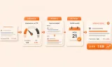 Easton editorial illustration: underperforming search-result card, diagnose station, rewrite station, refreshed result card with click counter