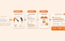 Easton editorial illustration: underperforming search-result card, diagnose station, rewrite station, refreshed result card with click counter