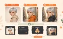 Easton editorial illustration: three connected portrait frames showing input, background edit, and clothing edit, a small identity-lock badge spanning all three frames
