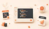 Easton editorial illustration: one central code workspace connected to three distinct AI coding modes
