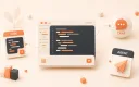 Easton editorial illustration: one central code workspace connected to three distinct AI coding modes