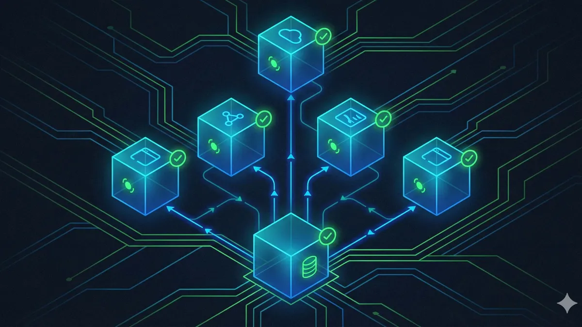 Diagram illustrating Docker Compose service dependencies and healthcheck configuration