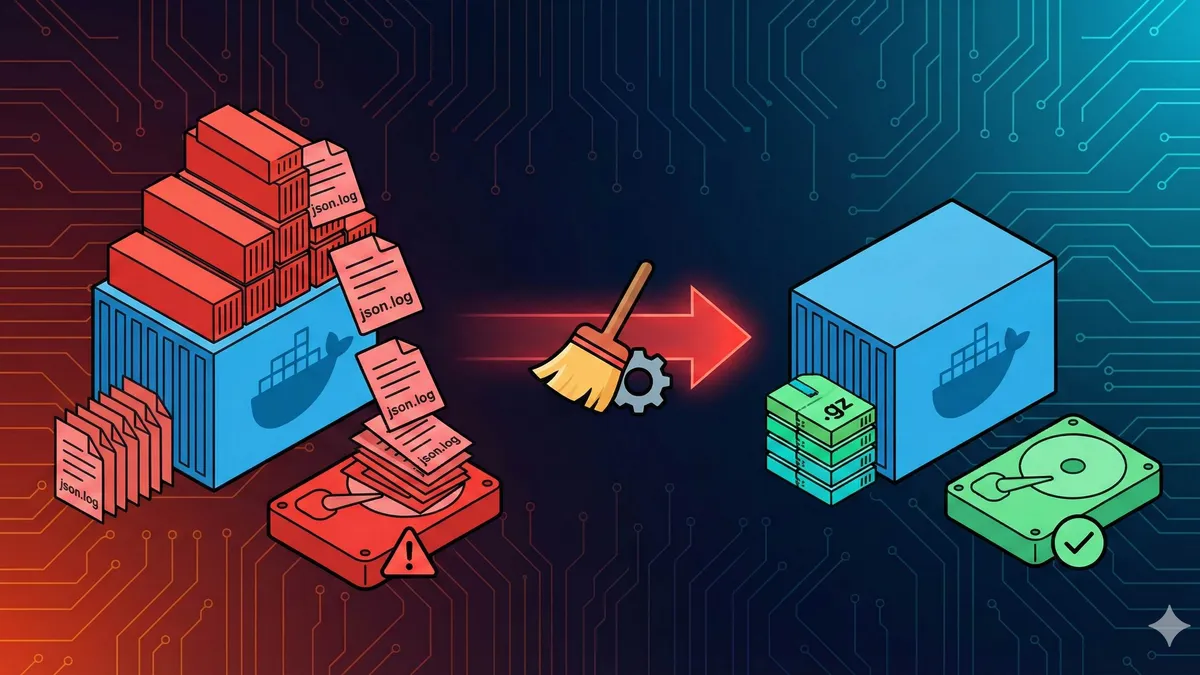 Docker log cleanup and management illustration