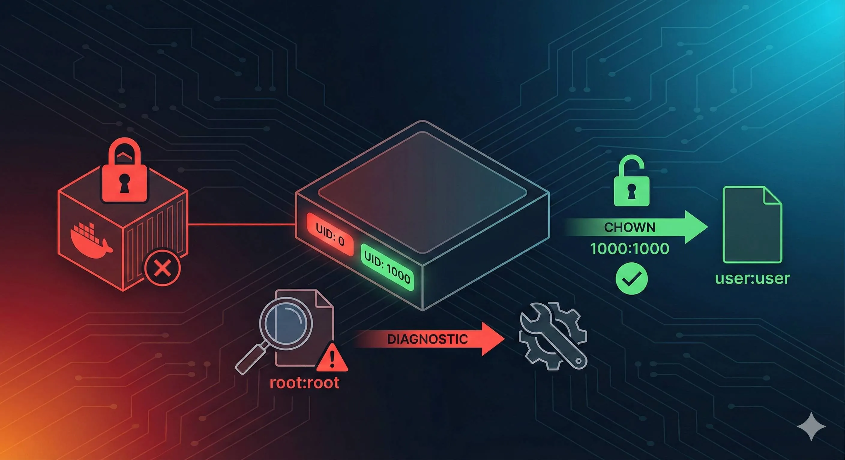 Docker container permission management illustration