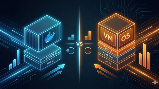 Comparison diagram between Docker containers and virtual machines