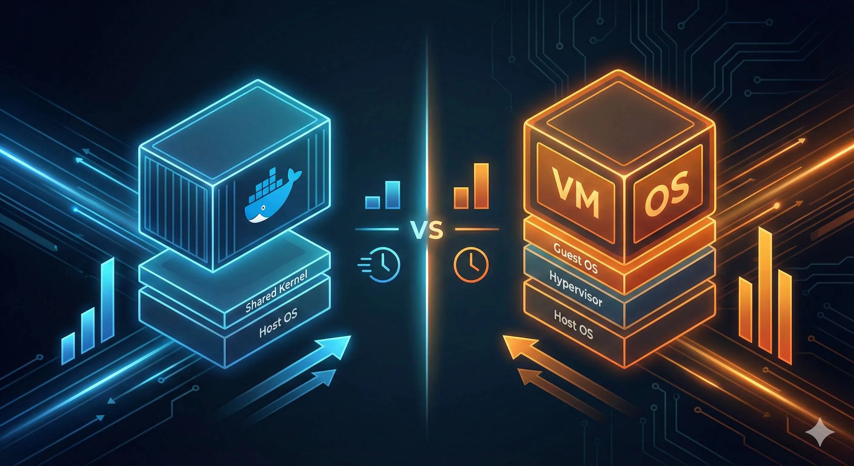 Comparison diagram between Docker containers and virtual machines
