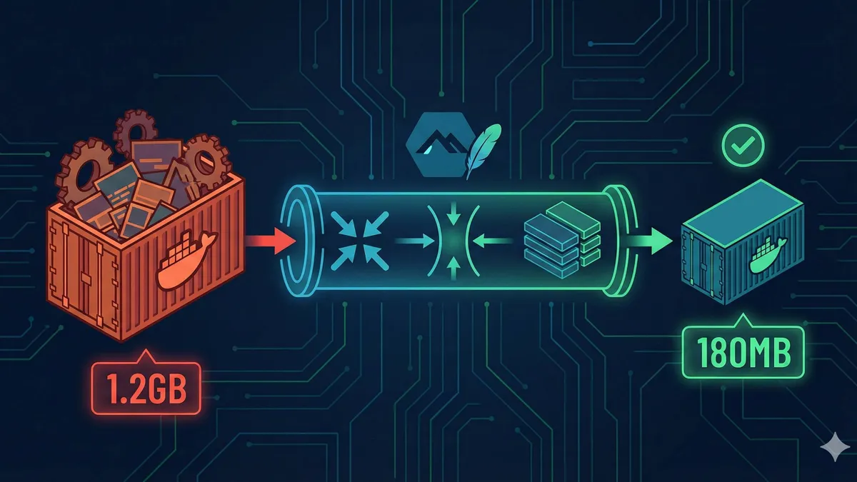 Dockerイメージ最適化によるサイズ削減の図解