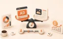 Easton editorial illustration: ad-placement balance board