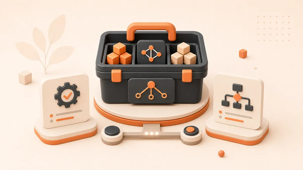 Easton editorial illustration: agent framework comparison toolbox