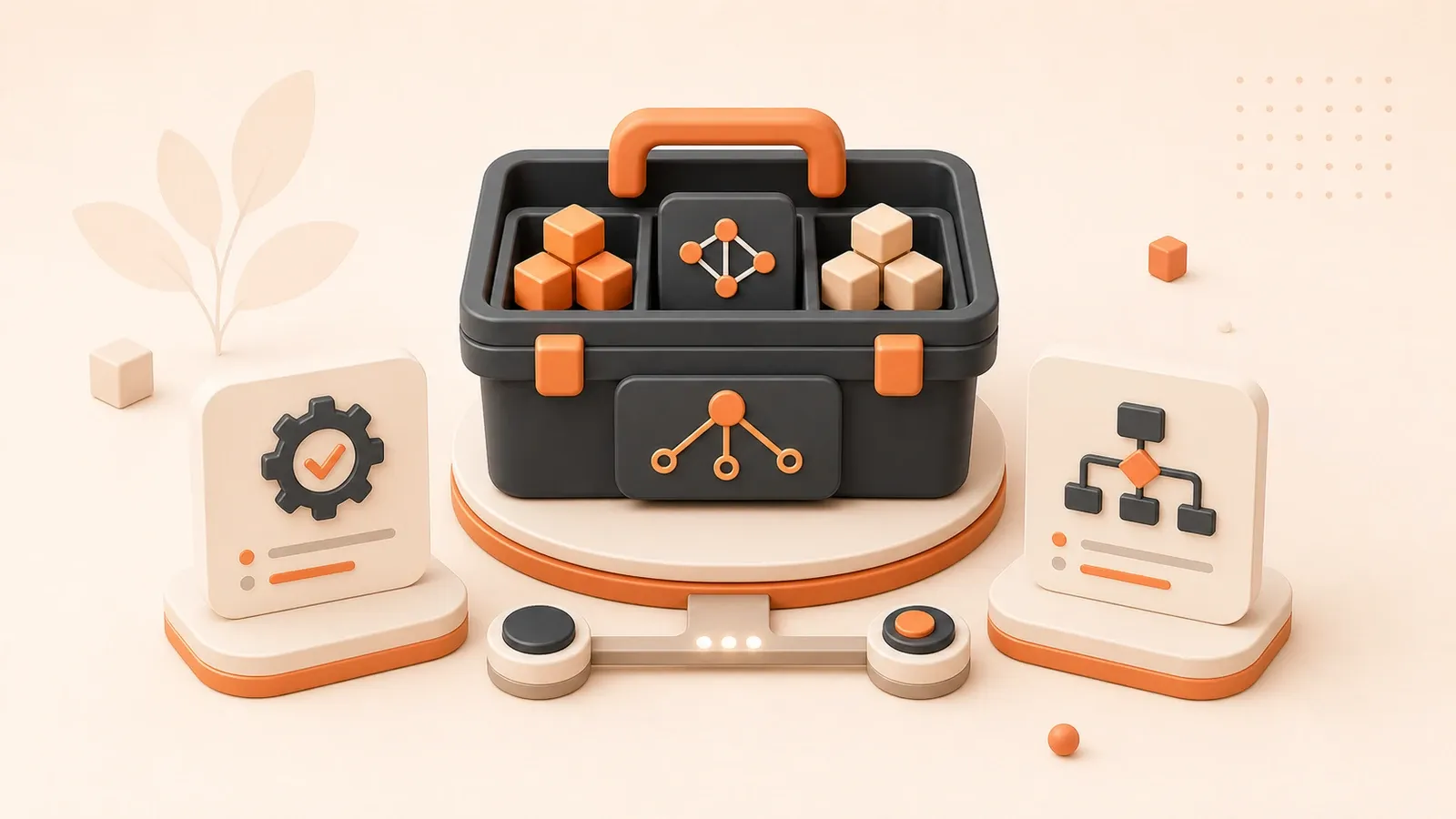 Easton editorial illustration: agent framework comparison toolbox