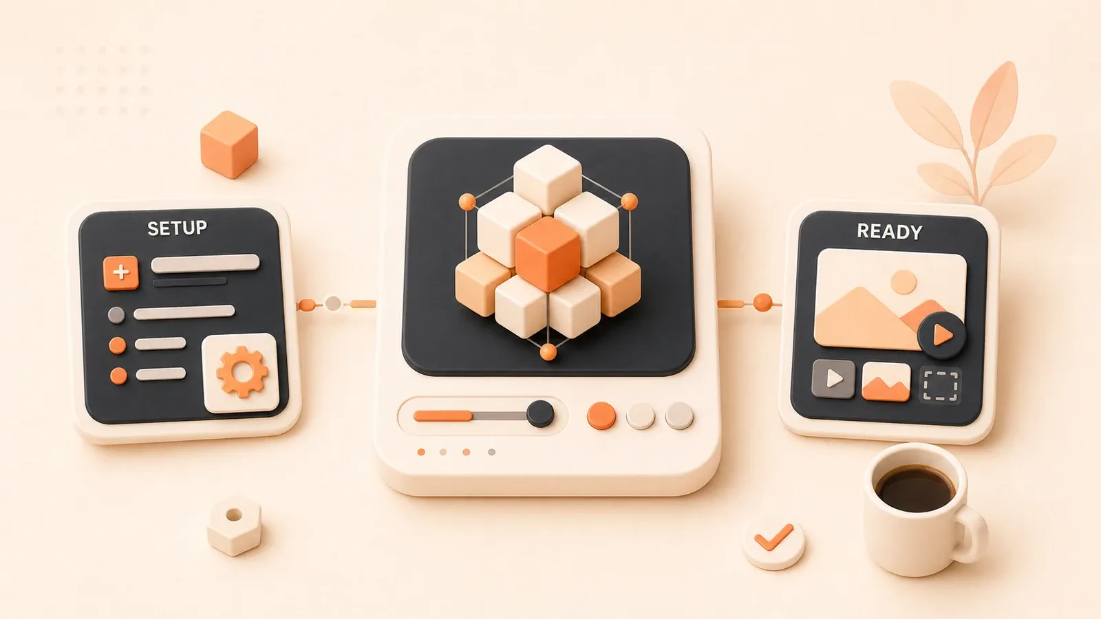 Easton editorial illustration: model-and-output material sampler