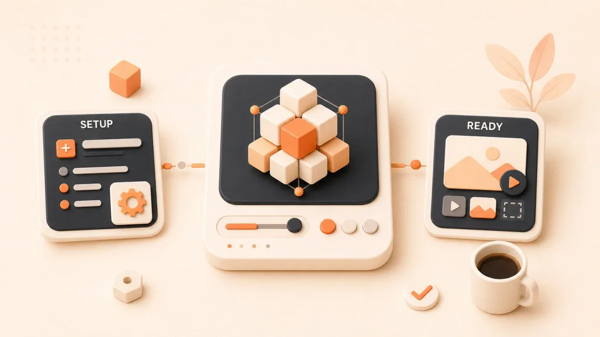 Easton editorial illustration: model-and-output material sampler