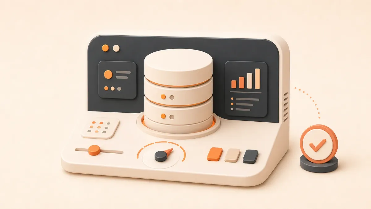 Easton editorial illustration: database service control desk