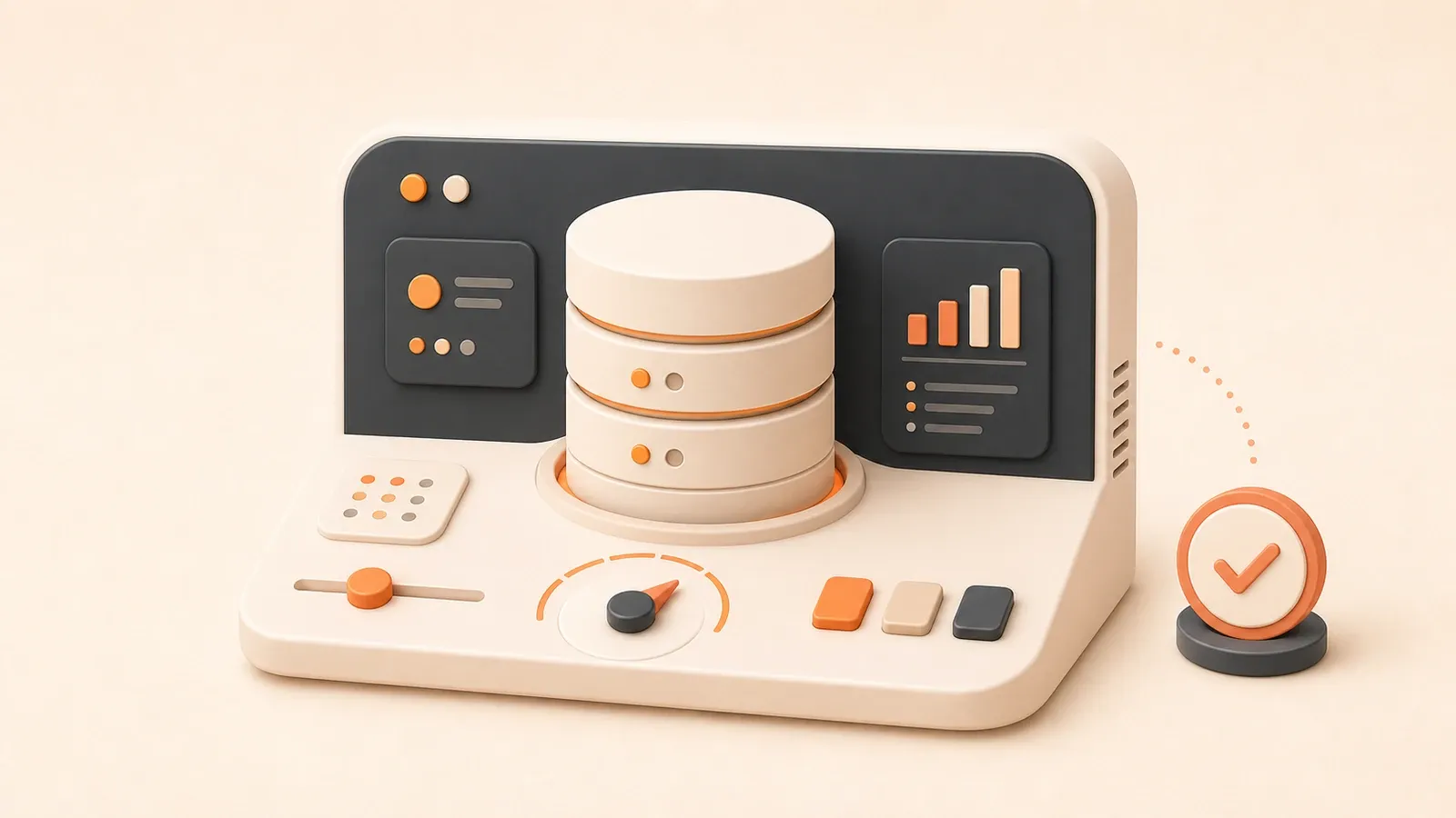 Easton editorial illustration: database service control desk