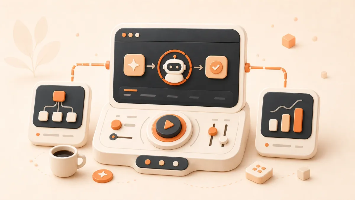 Easton editorial illustration: browser task execution cockpit