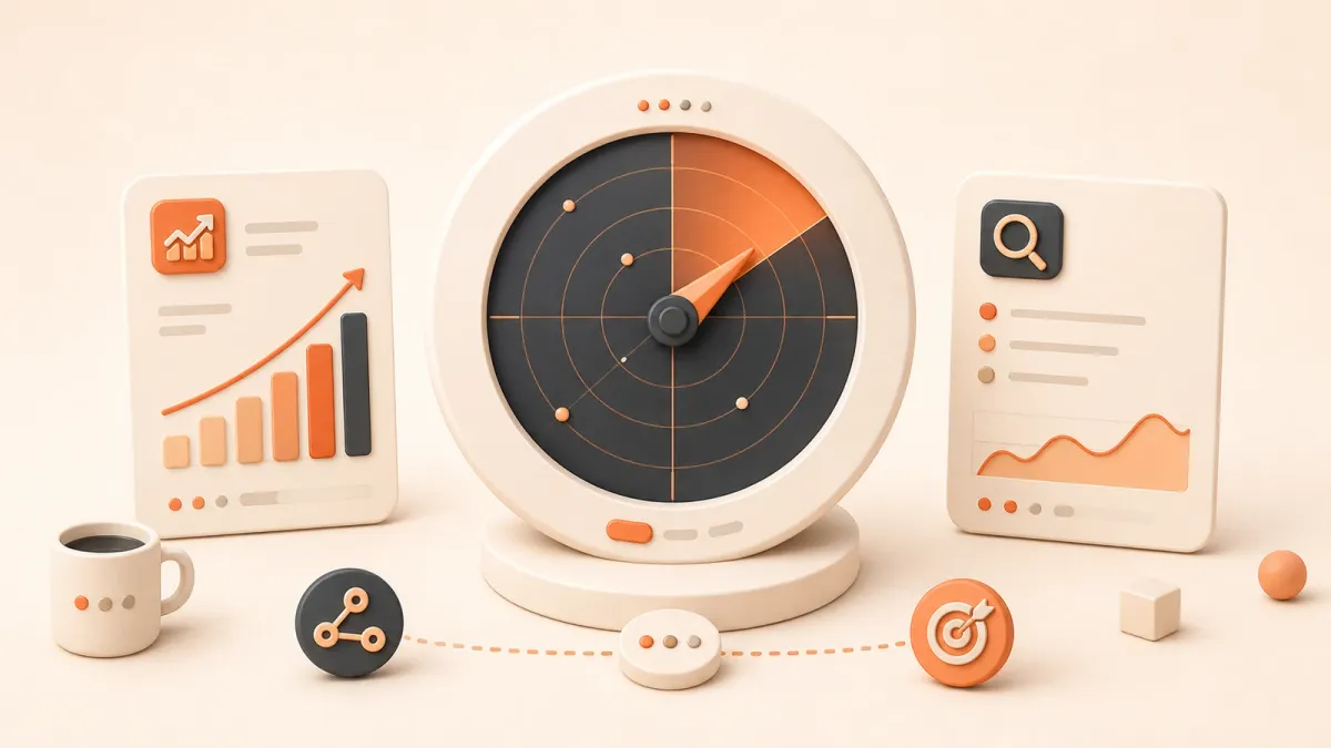 Easton editorial illustration: search visibility radar
