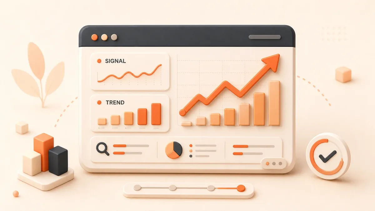 Easton editorial illustration: publishing momentum dashboard