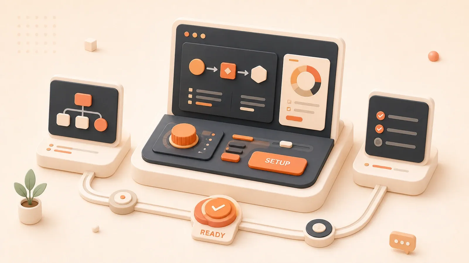 Easton editorial illustration: guided setup bench