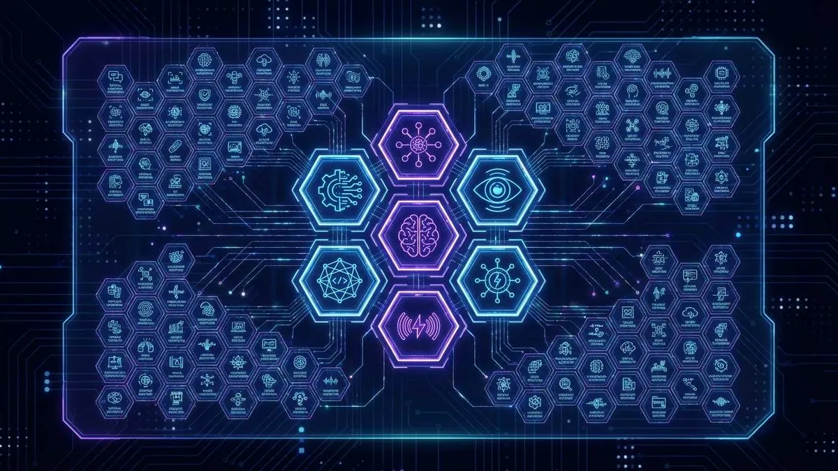 OpenClaw能力矩阵示意图，展示7大核心模块和技能生态