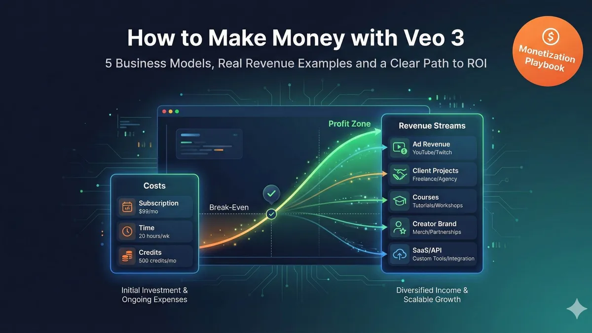 Veo 3 AI 動画マネタイズ経路のイメージ図