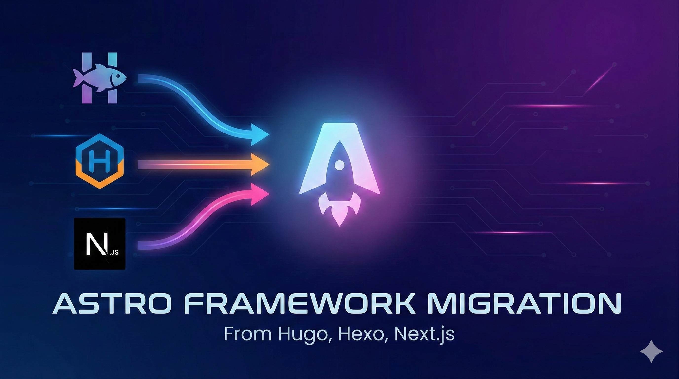 Visual diagram showing migration from other frameworks to Astro